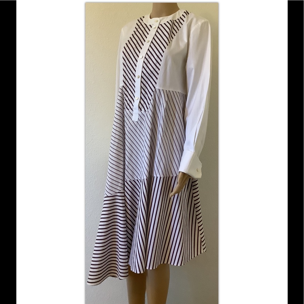 Carven casual dress relaxed fit Sz US 10 white multicolor asymmetrical